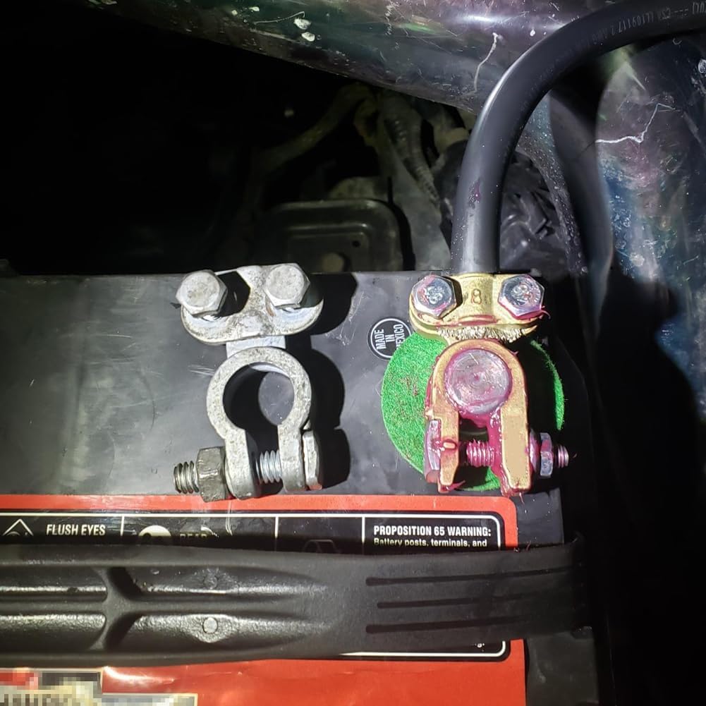 Ampper Brass Battery Terminals Connectors Clamps, Top Post Battery Terminal Protector Set For Marine Car Boat RV Vehicles (1 Pair)