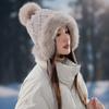 Neue Plüschmütze von Lei Feng für Damen, Wintermütze zum Radfahren, dick gefüttert, warm, mit Ohrenschutz, gestrickte Wollmütze, Kälteschutz für Nordostindien