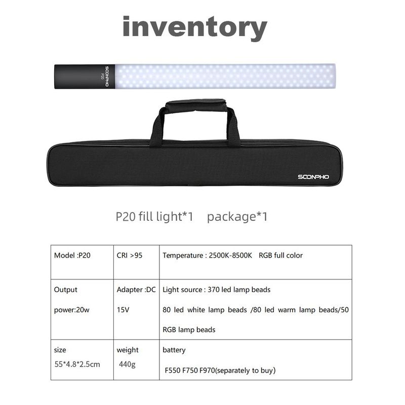 SOONPHO P20 Handheld 2500K-8500K RGB LED Video Light Wand Colorful Ice Stick Light with Type-C Battery for Photography youtube