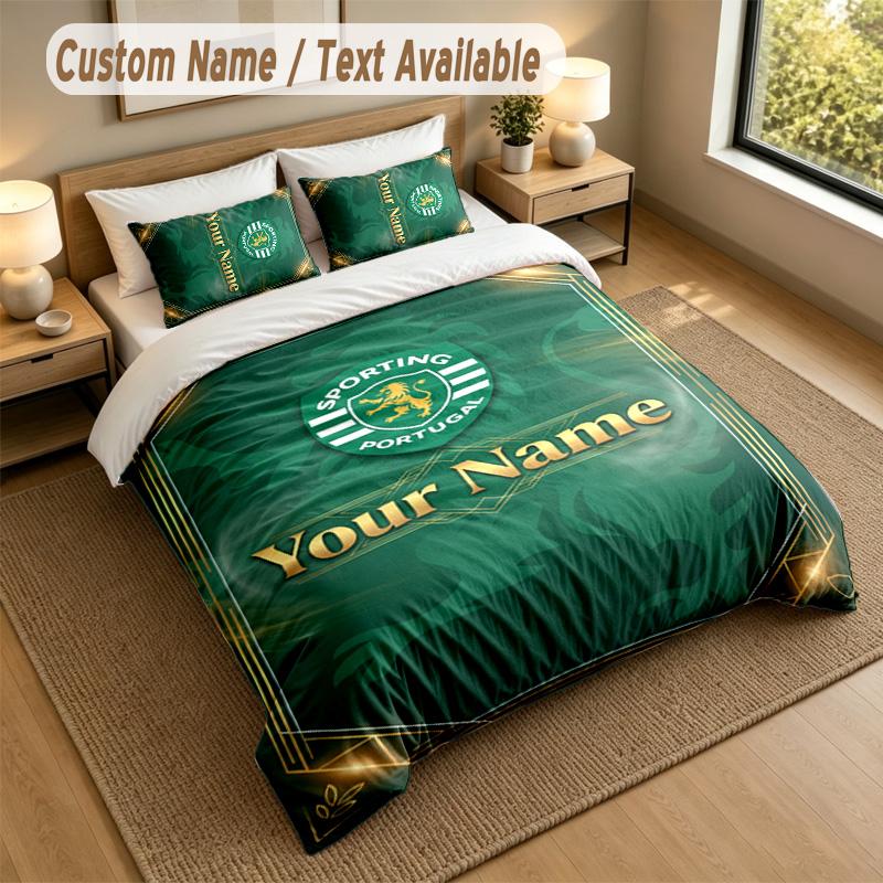 3Pcs Bedding Set Custom Name Text, 1 Sheet 2 Pillowcases Home Bed DecorSporting CP