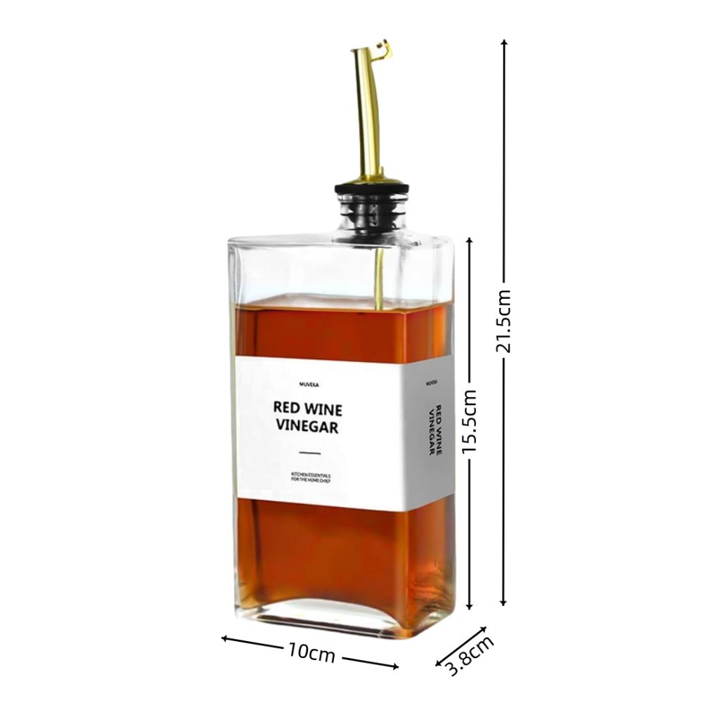 Glas Olivenölflasche Gold Silber mit Skala Ölspender Rechteckig 350ml500ml Essig Ausgießflasche Küchenzubehör