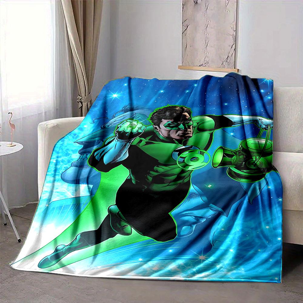 1pc Green Lantern Ring Flannel Throw Blanket Soft, Warm & Cozy for Couch, Bed, Office, and Travel Versatile All Season Gift, Christmas present