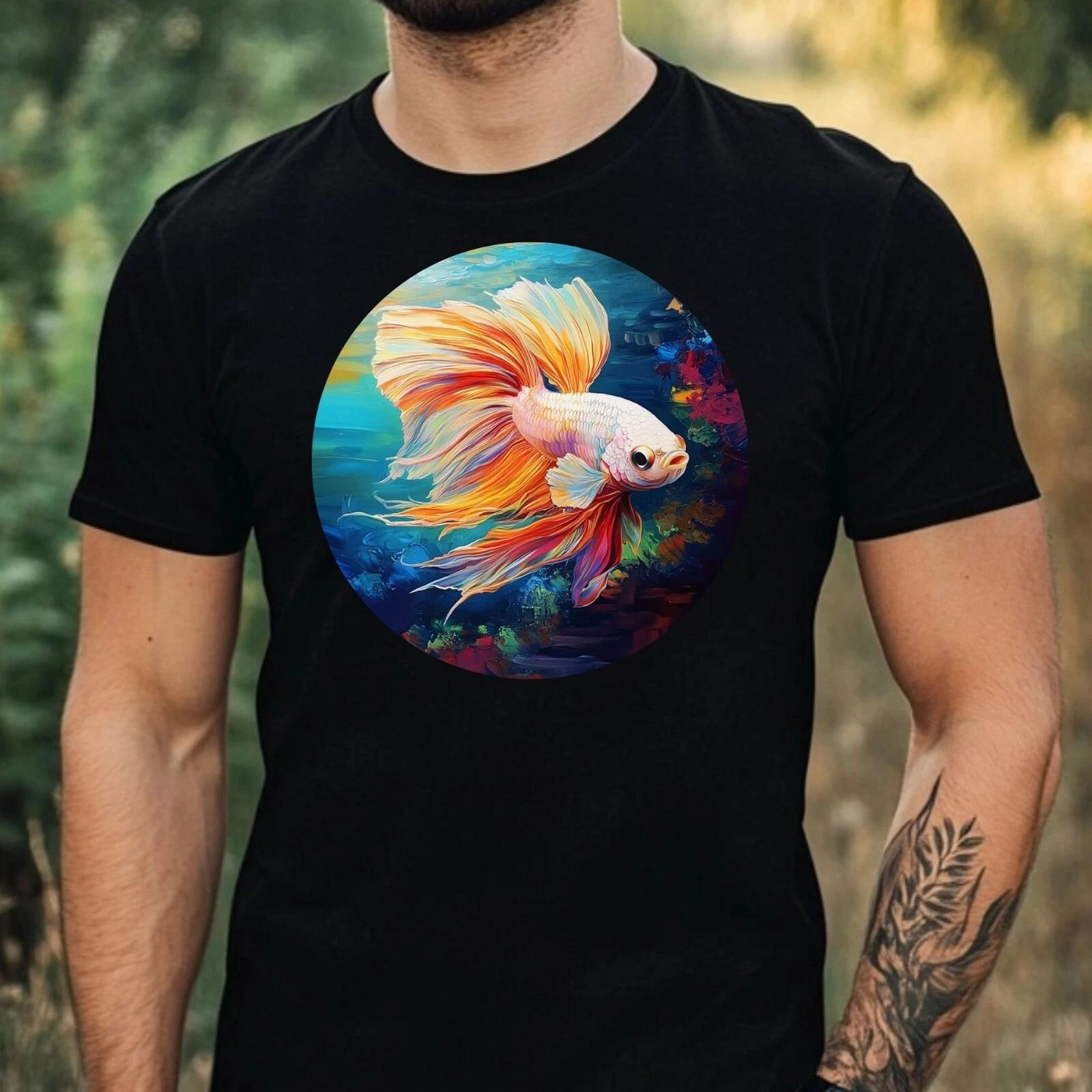 T-Shirt Herren Kampffisch Portrait Motiv Baumwolle Größe XS bis 5XL XS