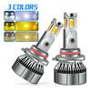H11 High Power Three-color LED Headlight Double Copper Tube 120W Car Light Led12V Car 24V Truck H7H4