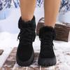 fashion Leopard Print Chunky Platform Ankle Boots for Women 2024 Winter Fashion Plush Warm Snow Boots Woman Thick Sole Fur Cotton Shoes