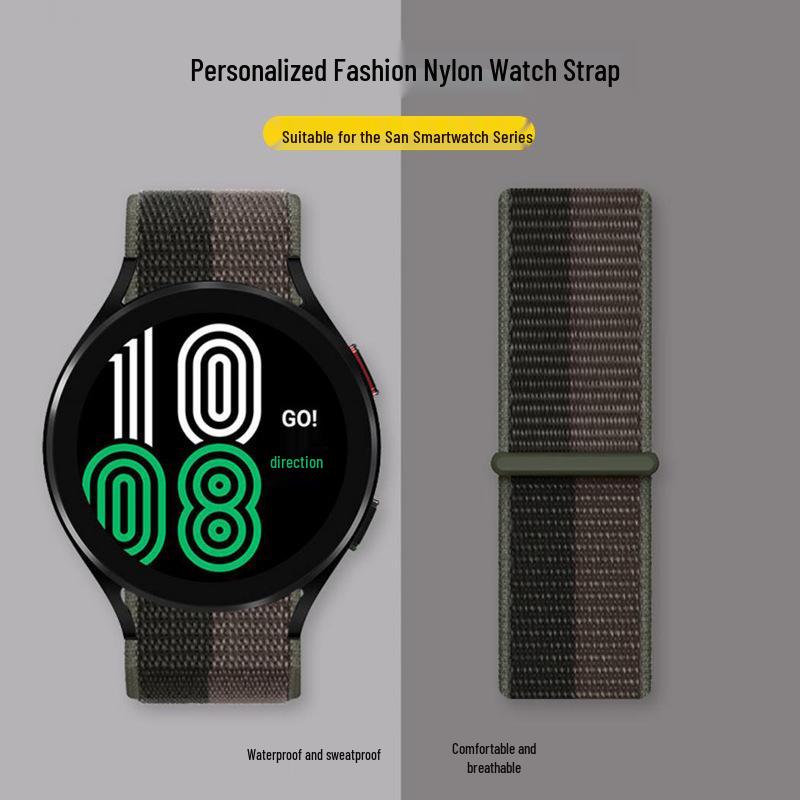 Samsung Huawei Xiaomi Compatible 18-22mm Woven Nylon Solo Loop Velcro Smart Watch Strap