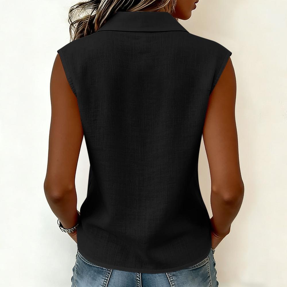 Women Elegant Commuter Sleeveless Button Cardigan Top, Fashion Blouse for Summer