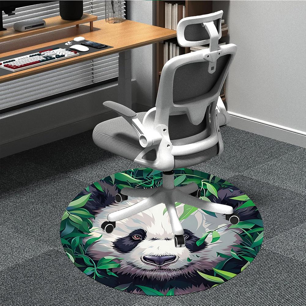 1pc Panda Bamboo Office Round Area Rug,  Mat Suitable ForOffice, Under Office Chairs Bedroom Living Room Home Decor, Room Deco