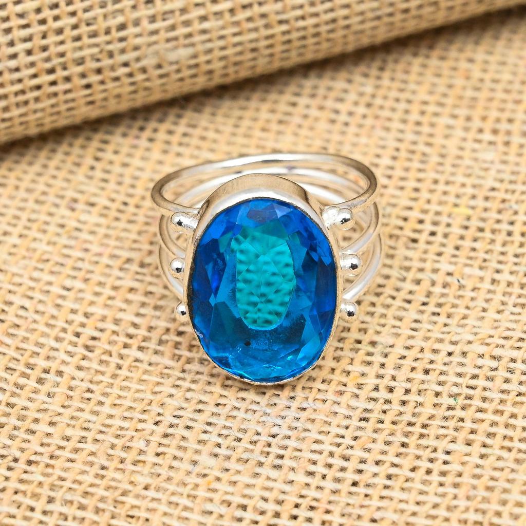 Fantastic London Blue Topaz Gemstone 925 Solid Sterling Silver Handmade Jewelry Lovely Ring For Women