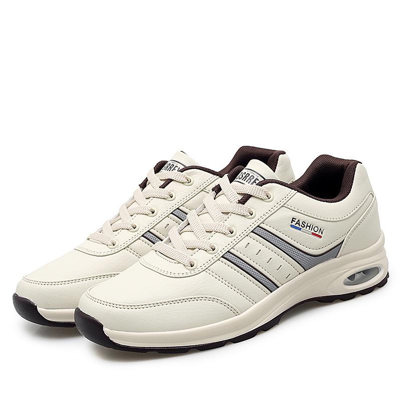 

2025 new fashion men s casual shoes air cushion PU beef tendon sole low-top men s shoes breathable sports shoes large size single shoes 46 бежевий