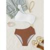 2025 New One-shoulder Bikini Sexy One-piece Women's Patchwork Swimsuit Tight Backless Swimwear Summer Push Up Beach Bathing Suit