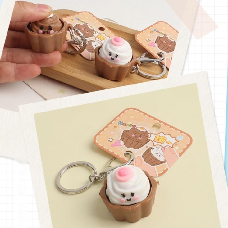 Practical Stress Relief Toy Creative Cake Themed Keyring Pocket Sized Decompression Keychain Bag Accessories