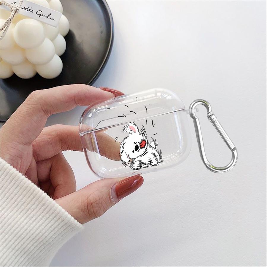 Case For Airpods Pro 2 4 1 Pro2 3 Pro3 Clear Earphone Cases Cover Cartoon Lines Messy Puppy