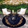 Black Lion pattern round rug,Carpet Rug for Living Room Bedroom Sofa Playroom Decor,Non-slip Floor Mat,Holiday Gifts and Birthday Gifts