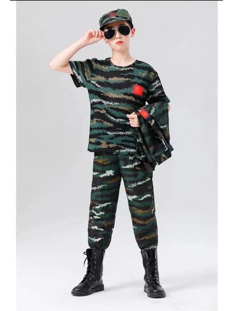 Çocuk Kamuflaj Askeri Üniformaları (Erkek ve Kız Çocukları İçin) - Anaokulu Eğitimleri, Yaz Kampları veya Okul Gösterileri İçin Mükemmel.
