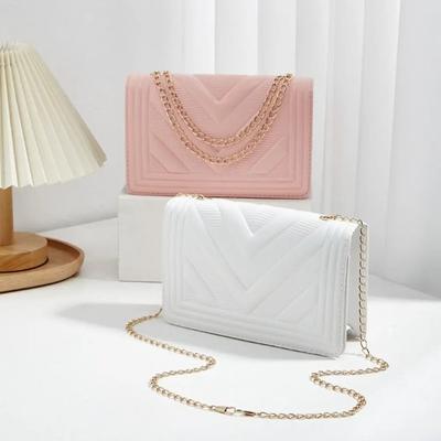 PU Crossbody Bag Durable Small Chain Strap Square Bag Shoulder Bag Women Fashion Casual Bag