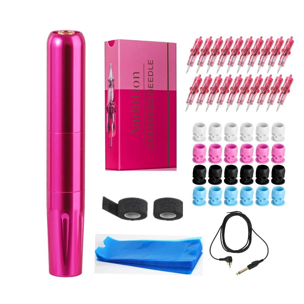 

Набор машинок для татуажа бровей, ход 3 мм, RCA, машины для перманентного макияжа, розовые иглы для картриджей, набор круглых лайнеров для губ, макияж, подводка для глаз, кожа головы