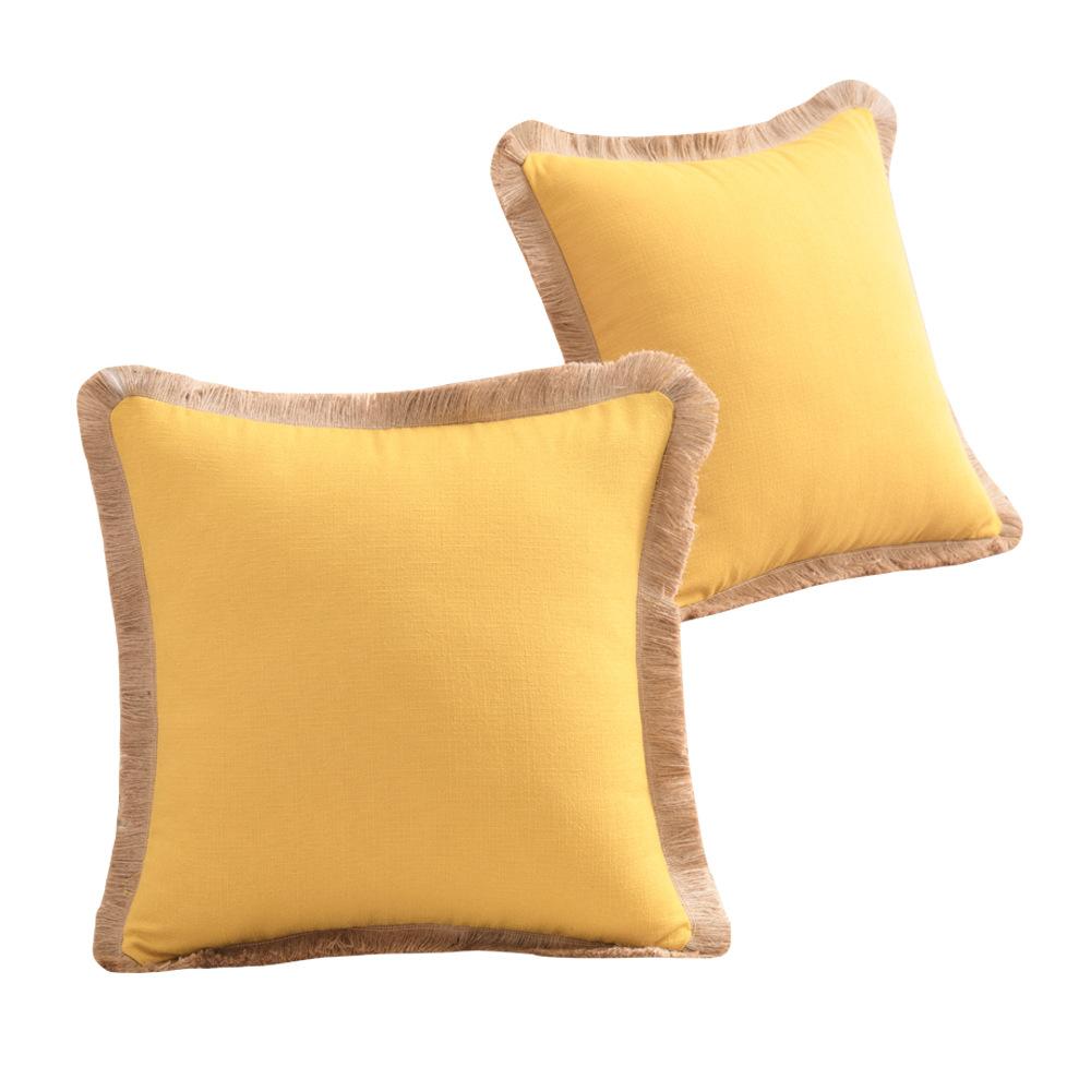 Cotton And Linen Pillow Case Sofa Cushion Nordic Ins Style Thickened Waist Pillow Solid Color Linen Back Pillow Quality