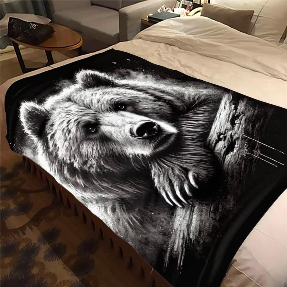 1 Stuk Beer Tak Print Flanellen Deken, Hoge Kwaliteit Comfortabel voor Alle Seizoenen, Woondecoratie, Warmte en Comfort, Perfect voor Kerstcadeaus10