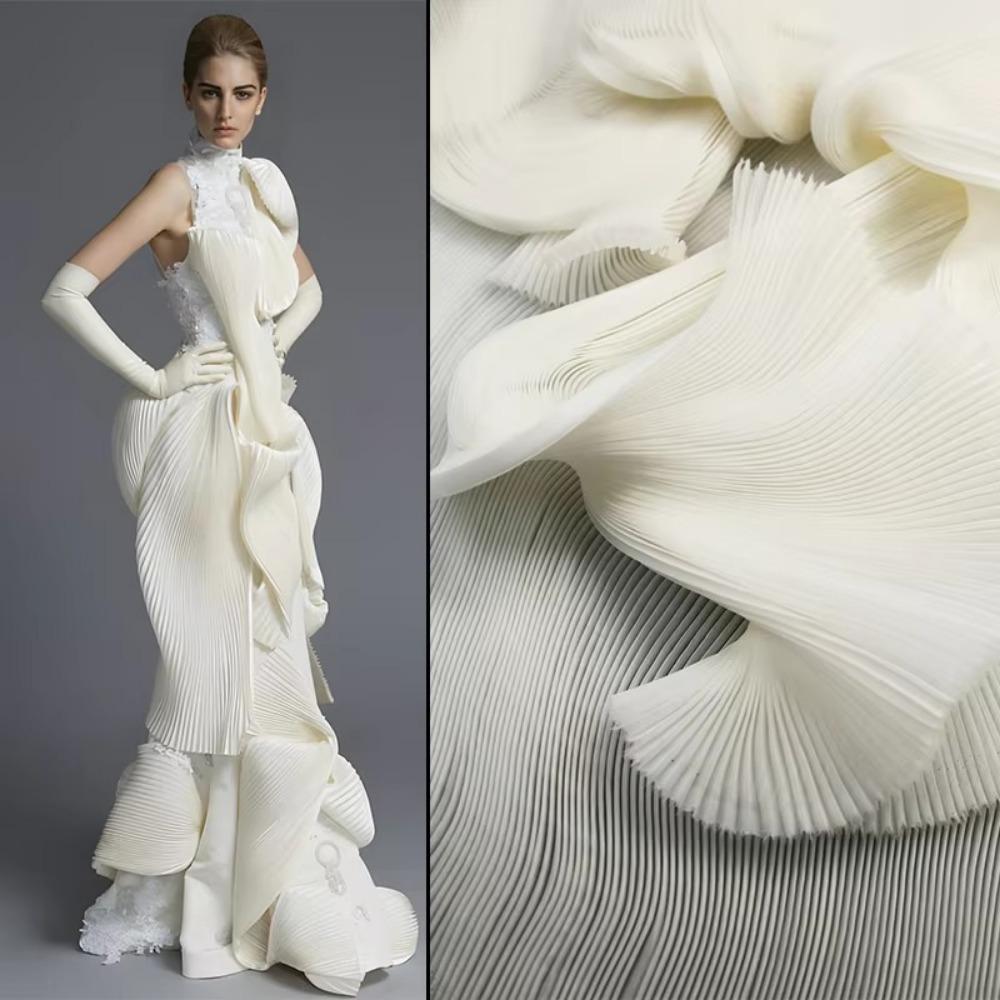 Small Wrinkle Pleated Organza Fabric 142cm Wide DIY Stiff Material  Stage Decoration
