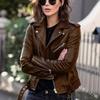 Women's PU Leather Motorcycle Jacket - 2026 Korean Style, Slimming, Short Trendy Fall/Winter Outerwear