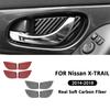 4PCS Carbon Fiber Car Inner Door Handle Bowl Panel Ring Cover Frame Decoration Stickers For Nissan X-TRAIL 2014-2018 Accessories
