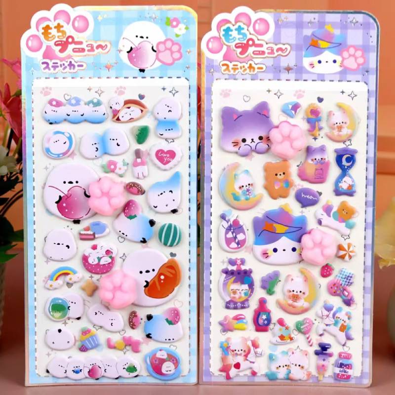 Kawaii Animals Butt Stickers Soft Pinched Happy Buttocks Sticker 3D Puffy Squishy Stress Relief Stickers DIY Phone Case Decor