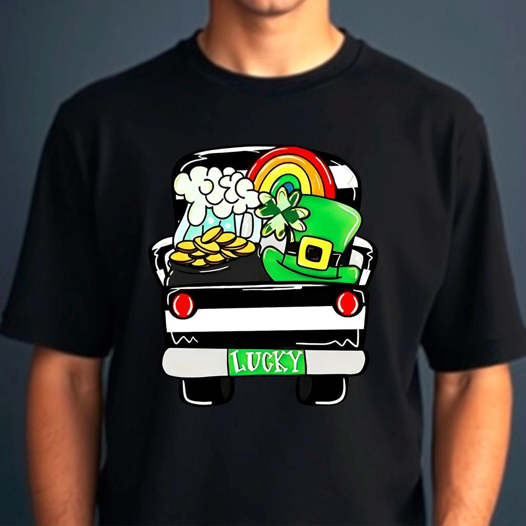 St. Patrick's Day Glücklicher Vintage Pickup-Truck T-Shirt, Leprechaun Hut Regenbogen T-Shirt