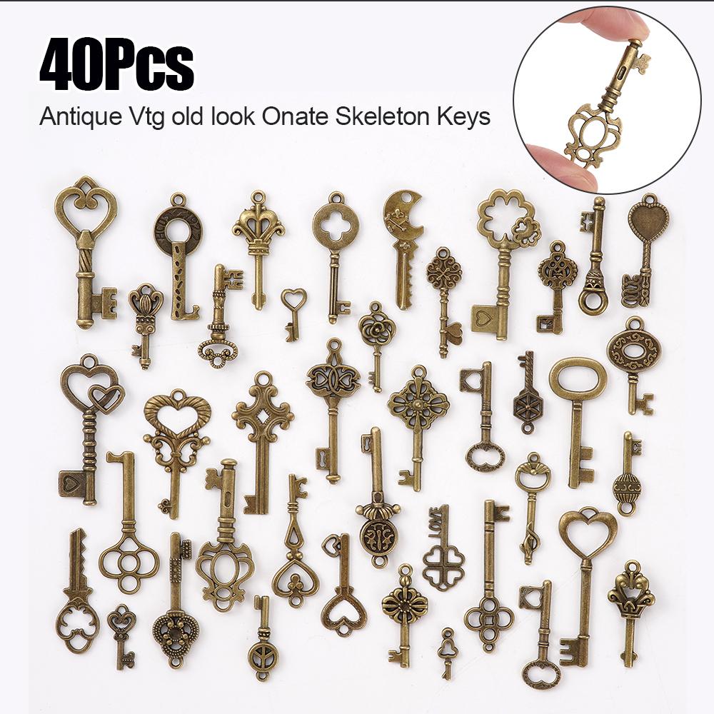 

125/40Pcs Mixed Small Keys Charms Vintage Bronze Metal Love Key Pendant Fine Trendy DIY Jewelry Necklace Craft Decoration