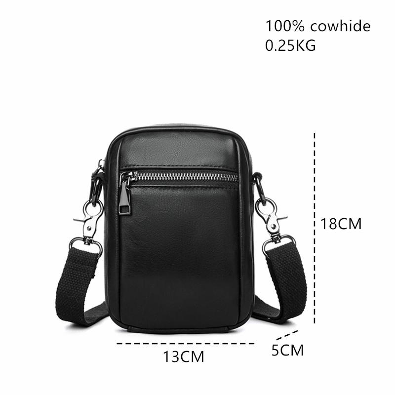 100% Cowhide Solid Color Men Shoulder Messenger Bag Casual Simple Handbag Crossbody Bags for Women Small Phe Pocket Purse Sac