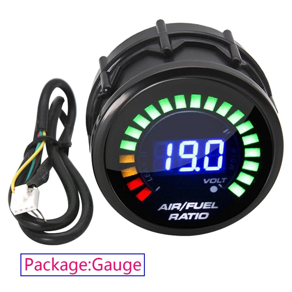 Цифровой автомобильный датчик соотношения воздух-топливо 12 В Гоночный индикатор AFR-метра Автомобильный 52-мм датчик AFR-метр Узкополосный лямбда-зонд A Gauge