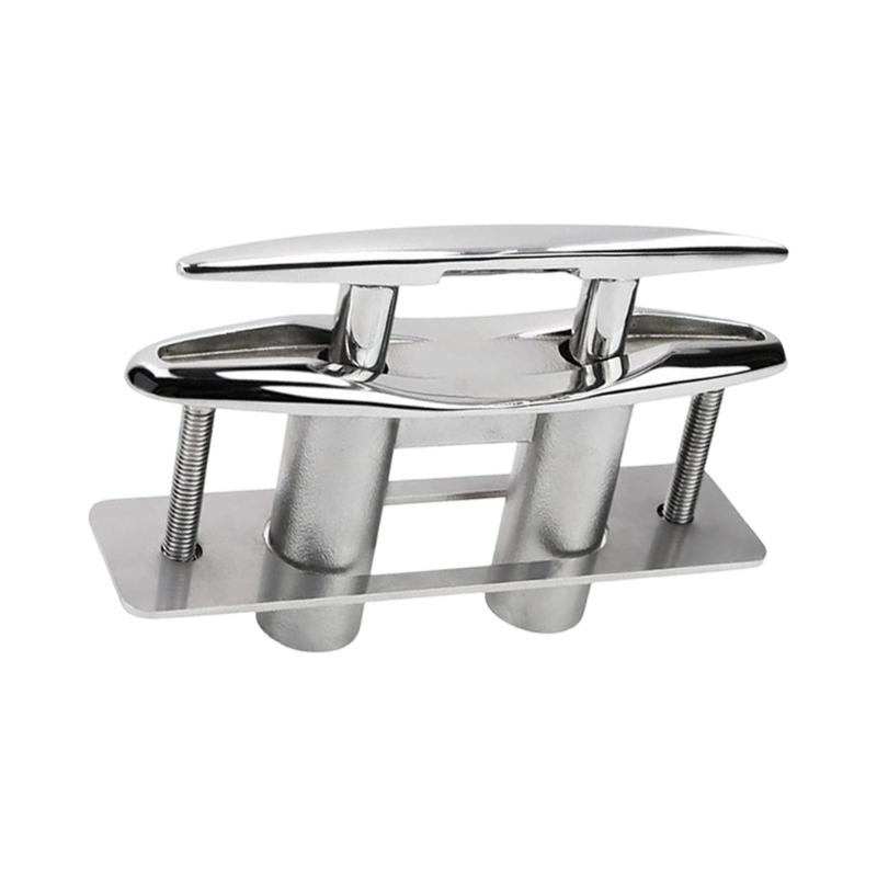 Strong 316 Stainless Steel Boat Dock Cleat Including Rectangular Backing Plate For Firm Installation
