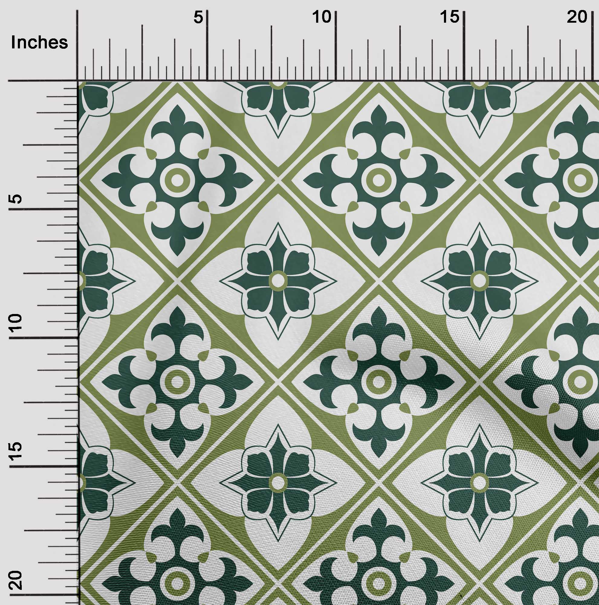 

oneOone Cotton Flex Grey Fabric Floral & Tiles Марокканський матеріал для сукні Тканина з принтом Тканина у дворі 40 дюймів 42 Inch Wide - Viscose Chiffon чирок зелений колір