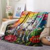 1PC Rainbow Unicorn Art Print FlAannel Blanket, High quality Comfortable for All Seasons, Home Decor, Warmth and Comfort