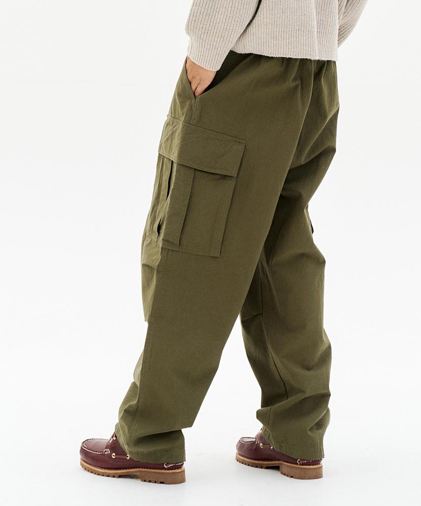 CONTROBANAL3 Single-Pleat Wide Cargo Pants [Khaki]