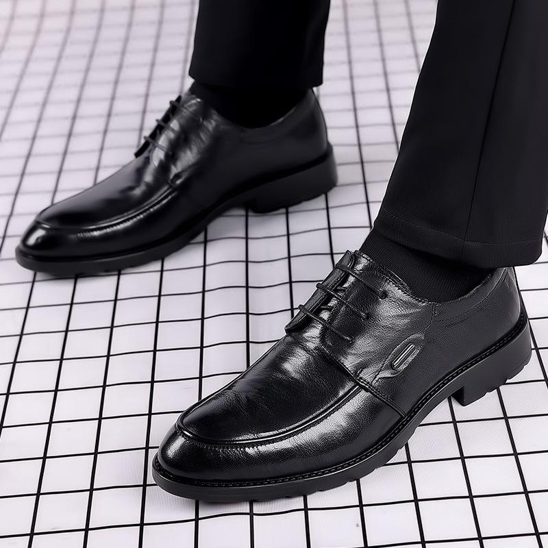 Läderskor Herr Business Formell Klädsel Casual Andningsbar Nappaskinn Koreansk Version Ungdom Arbete Brudgum Bröllop Läderskor