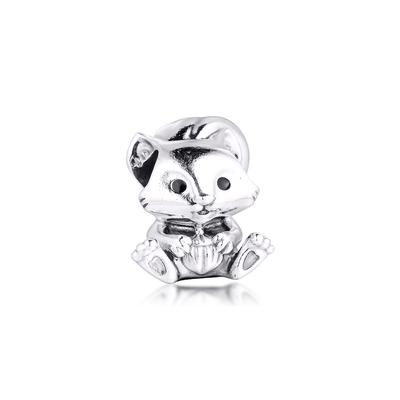 100% Real 925 Sterling Silver Cute Squirrel Animal Charms Fit Original Europe Charm Bracelet S925 Beads Silver Jewelry Making