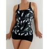 Floral Printed Tankini Set Two Piece Swimsuit Short Women Straped Swimwear Female Bathing Suit Beachwear Swimming Summer