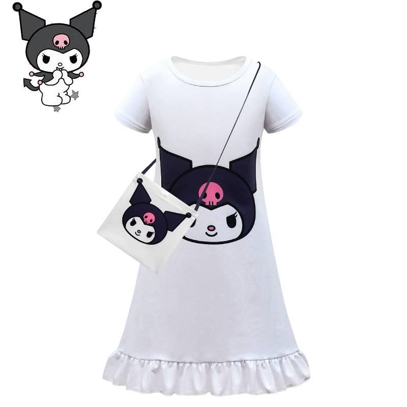 Children's Kurumi Dress European And American Style White Color Polyester Milk Silk Fabric