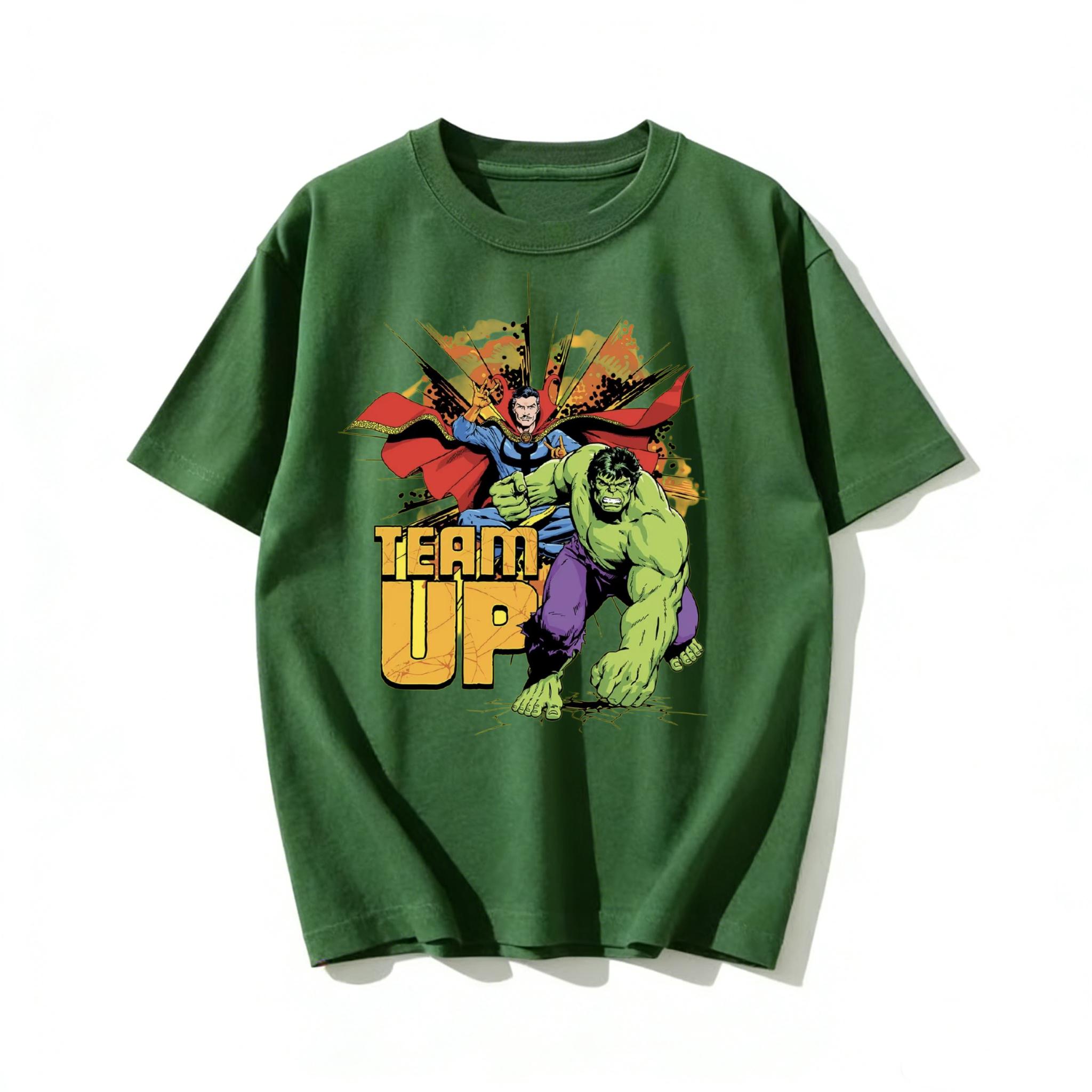 

Adult and Children Marvel Double Heroes Assemble Doctor Strange and The Hulk Join Forces in Pure Cotton Daily Wear Short Sleeves S