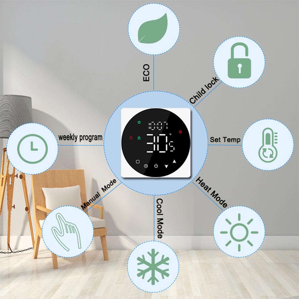 LCD Display Smart Temperature Controller 5A Touch Screen Water Heating Device Thermostat Weekly