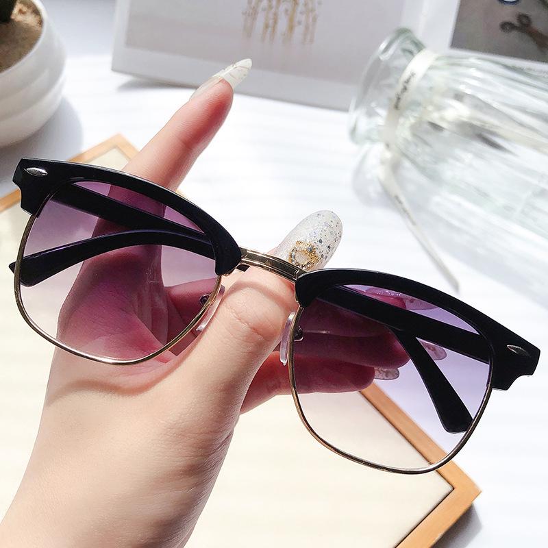 Retro Half-Frame Unisex Anti-UV Sunglasses for Fashion and Driving