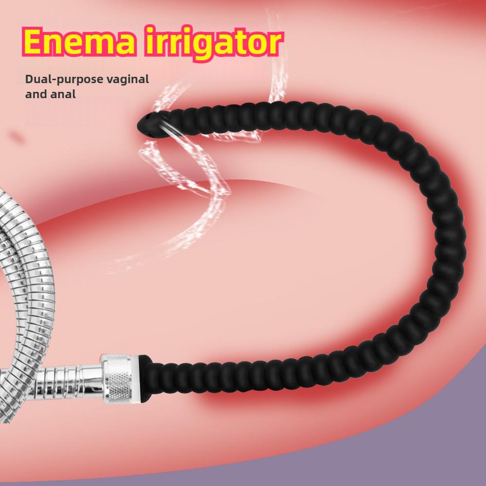 Long Anal Plug Washing Tube Douche Silicone Enema Deep Butt Plug Cleaning Anal Head/Shower /Cleane Nozzle Tip Faucet Attachment