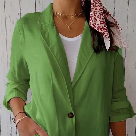 Completo da Donna Cappotto con Risvolto Manica Lunga Monopetto Giacca da Completo Orlo Spaccato Laterale Colore Unito Bottone Singolo Capospalla da Lavoro
