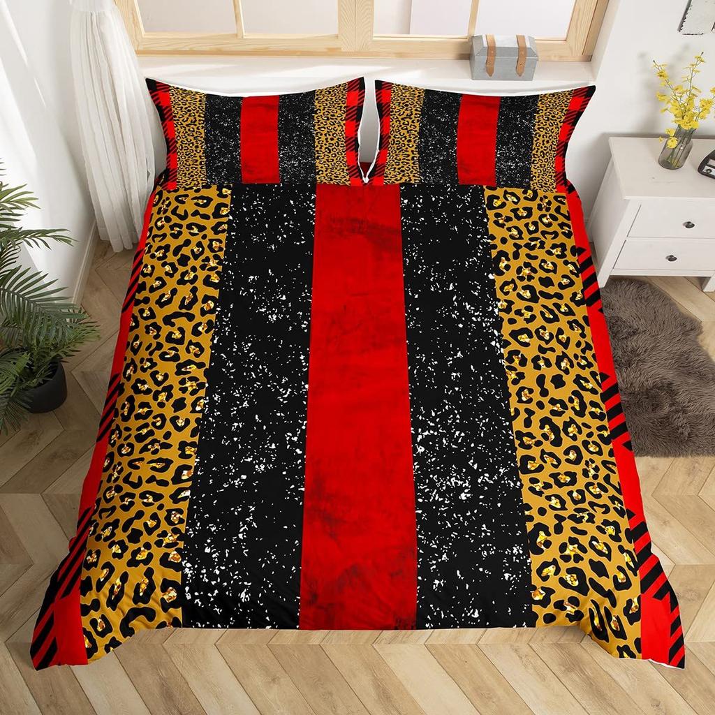 Purple Leopard Print Duvet Cover Color Bedding Set Three-Piece 3D Digital Printing Kit