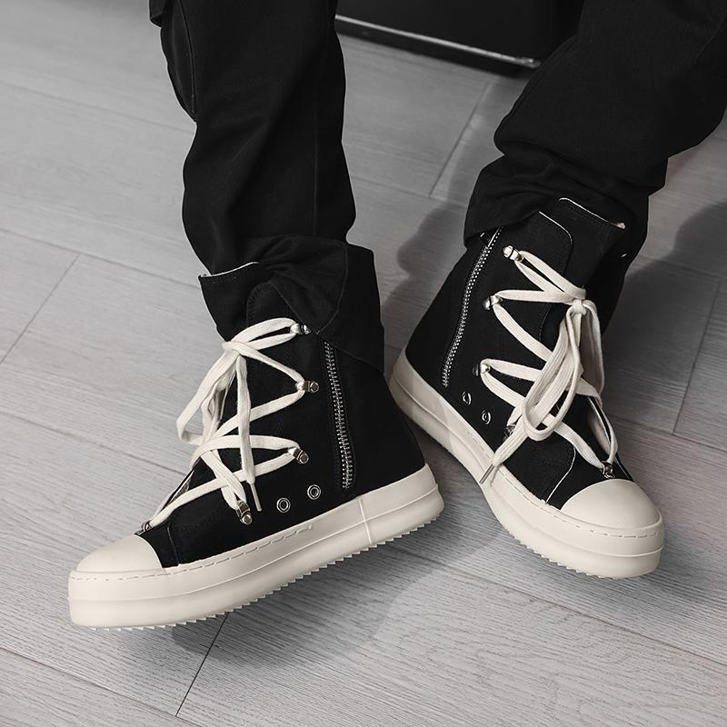 Men's Retro Design Lace Up High Top Shoes Fashionable and Versatile Street Style Cool Board Shoes, Lightweight and Comfortable