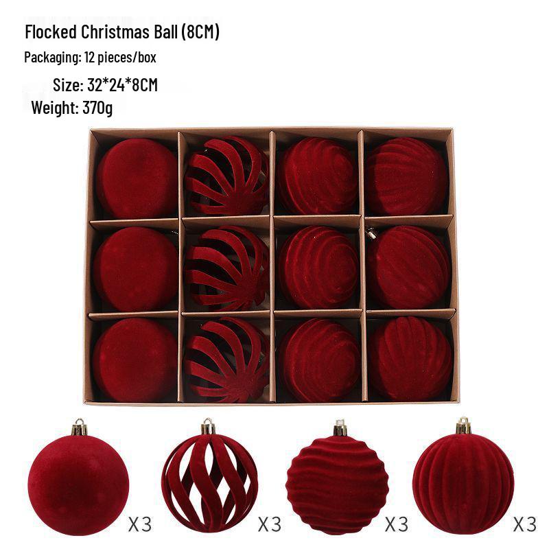 Colorful 6cm Cross-Border Christmas Ornament Balls – Flocked Hanging Decorations