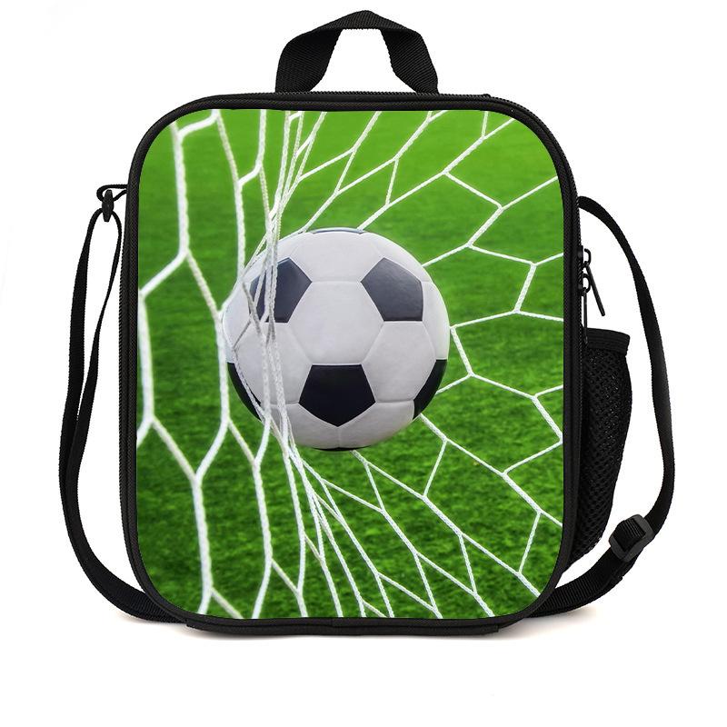 Football Basketball Pattern Children'S Lunch Bag Elementary School Lunch Box Bag Fashion Trend Boys' Lunch Bag