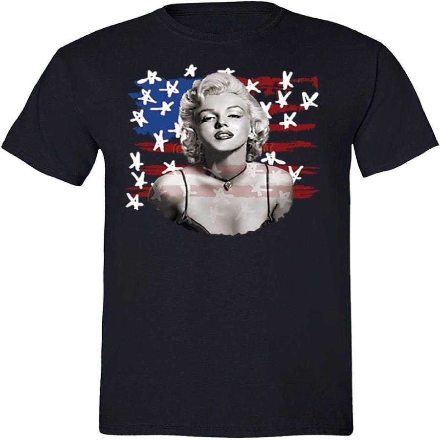 Unisex T-shirt XtraFly Apparel Men's Marilyn Monroe USA Flag American Pride Crewneck Short Sleeve T-Shirt