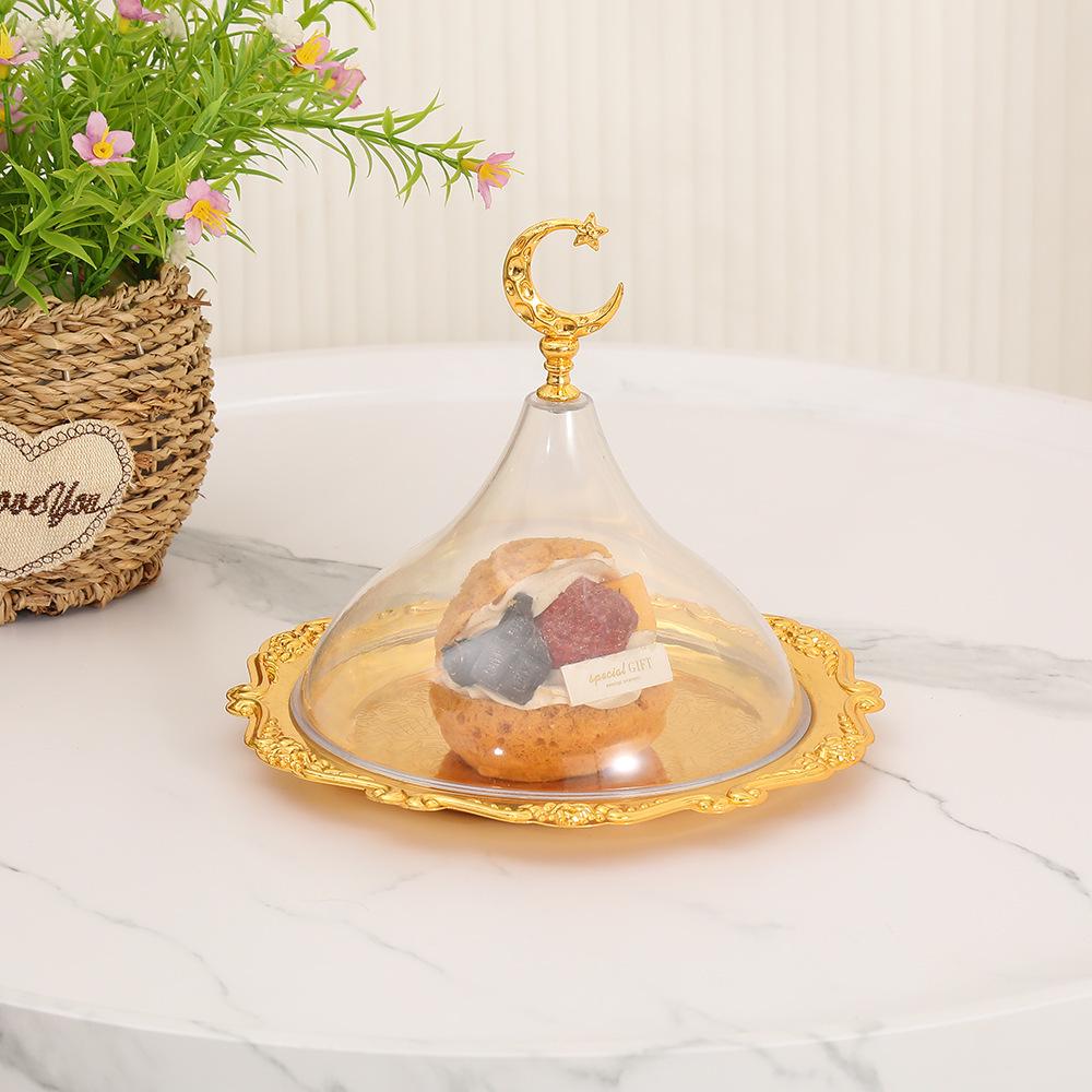 European High-End Star Moon Fruit Bowl & Candy Tray with Lid - Wrought Iron & Acrylic Dessert Plate